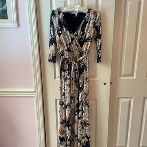 Pinkblush Maternity blue floral maxi dress